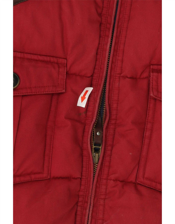 Gepolsterte Herrenweste von Ted Baker, Größe 5, XL, rote Farbblock-Baumwolle
