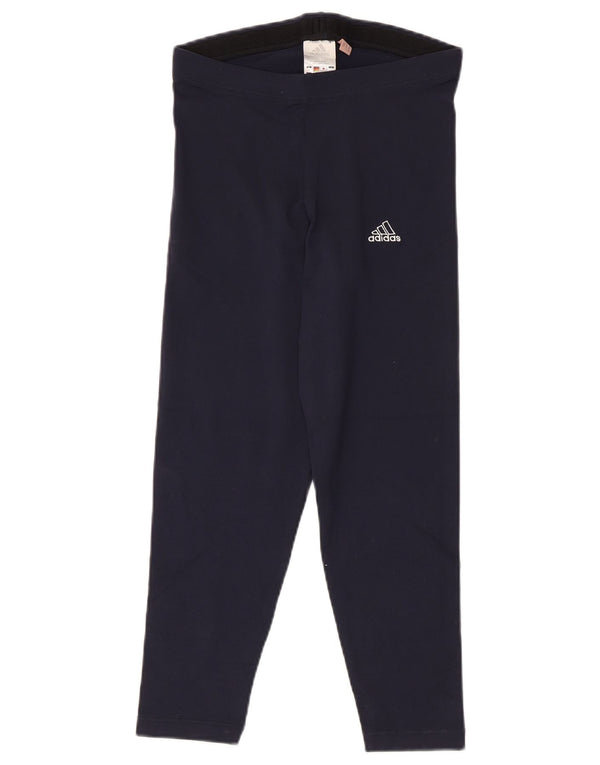 Adidas Damen Leggings UK 14 Large Marineblau Polyamid