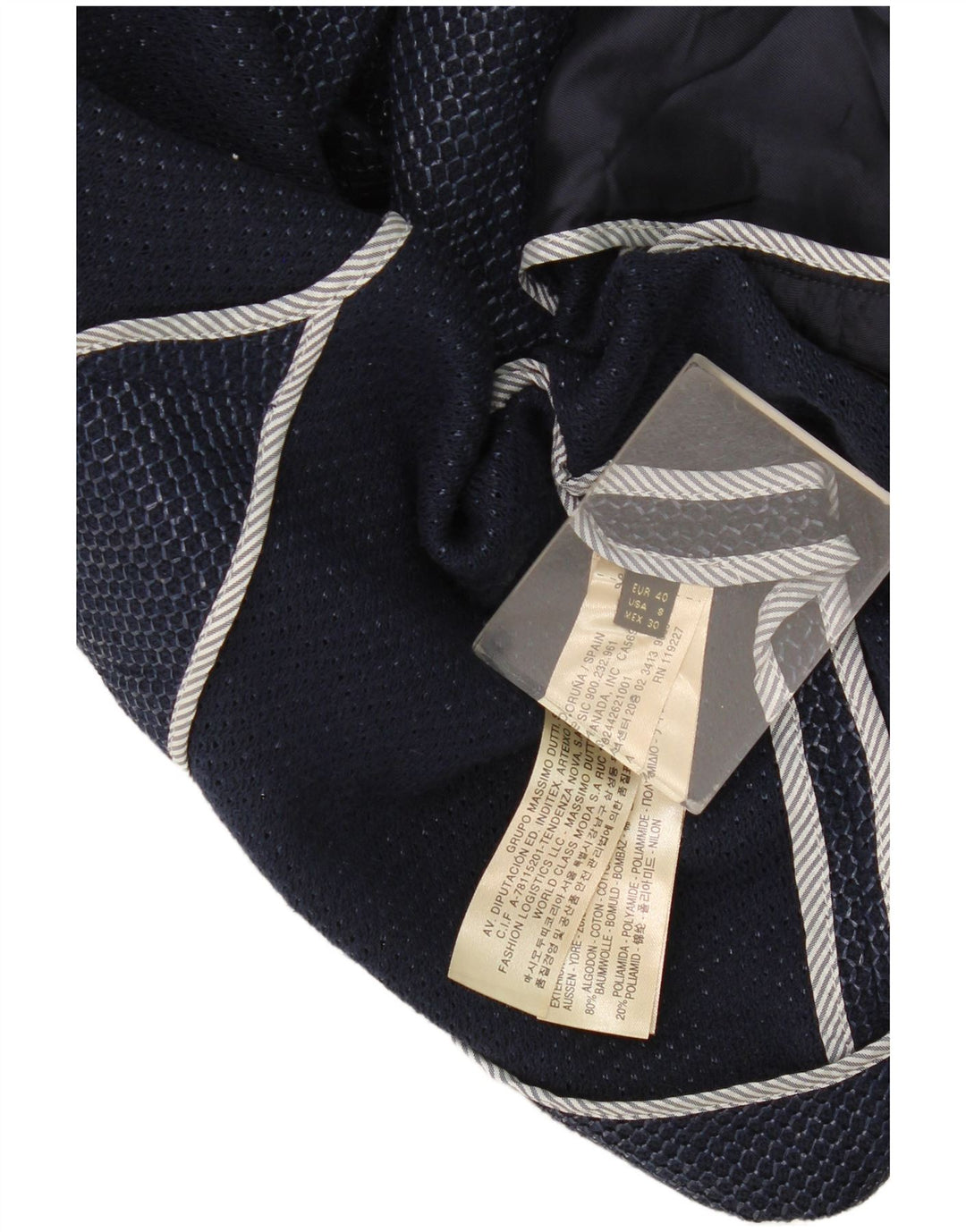 Massimo Dutti Damen-Blazerjacke mit 1 Knopf, EU 40, mittelmarineblaue Baumwolle