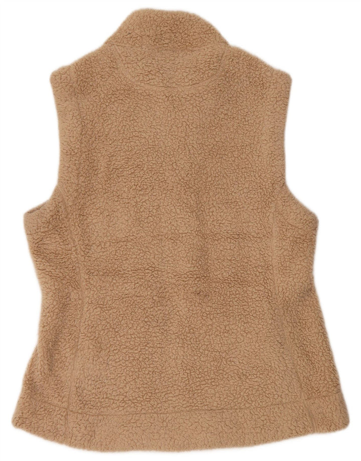 CALVIN KLEIN Womens Fleece Gilet UK 16 Large Beige Polyester