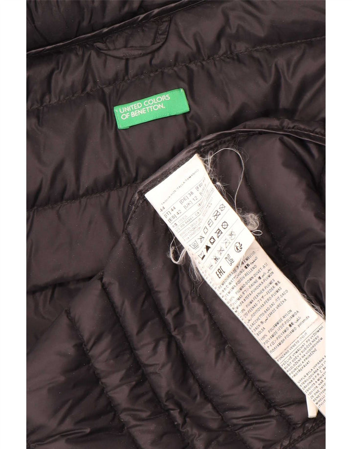 Benetton Damen Wattierte Jacke UK 12 Medium Black Nylon