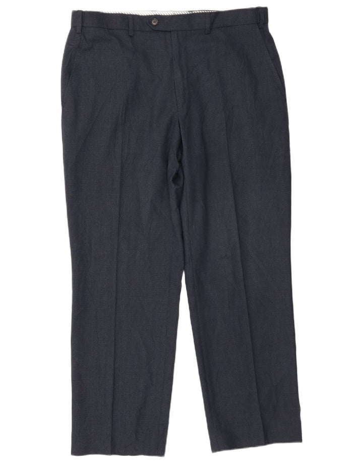 Gerade Herren-Anzughose von Marks & Spencer, W34, L29, marineblaue Wolle