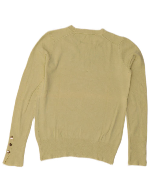 Zara Damen Crop Crew Neck Pullover Pullover UK 10 Small Gelb