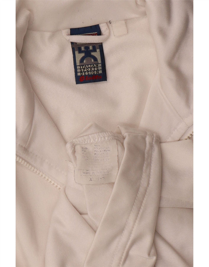 LOTTO Boys Graphic Tracksuit Top Jacket 11-12 Years Off White Polyester Vintage Lotto and Second-Hand Lotto from Messina Hembry 