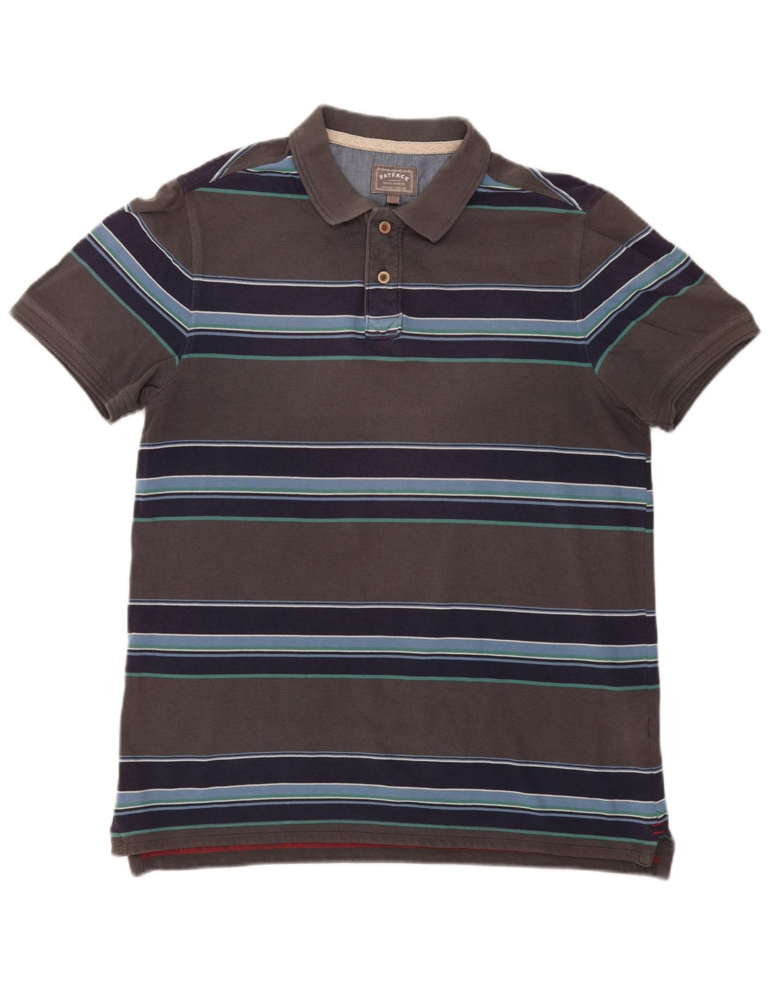 Fat Face Herren-Poloshirt, groß, grau gestreift, Baumwolle