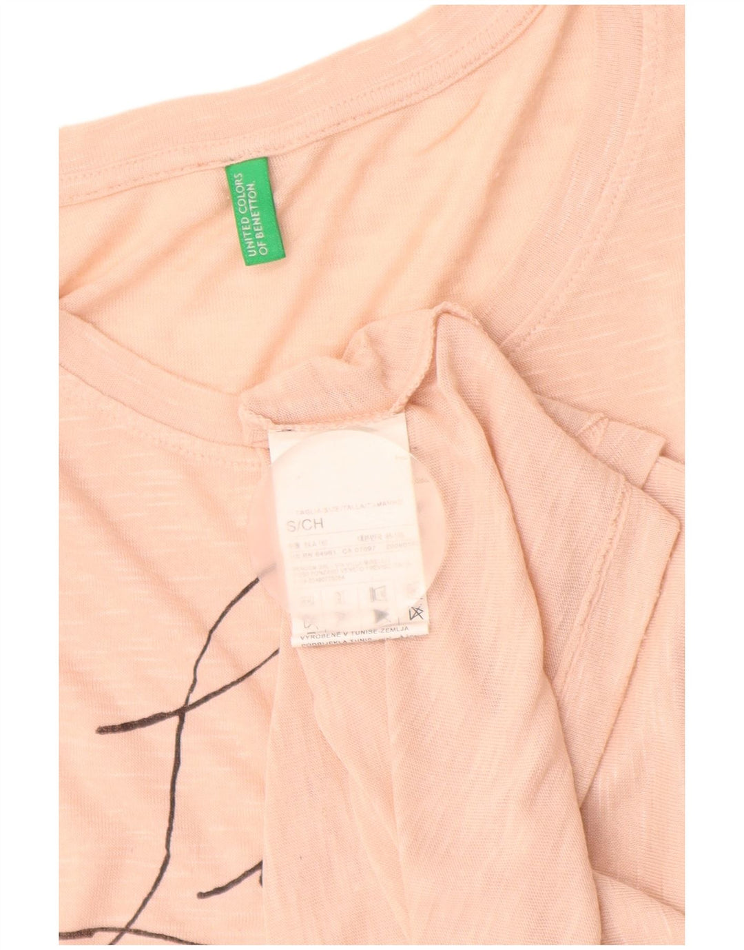 Benetton Damen-T-Shirt in Übergröße mit Grafik, Gr. 10, klein, rosa gefleckt