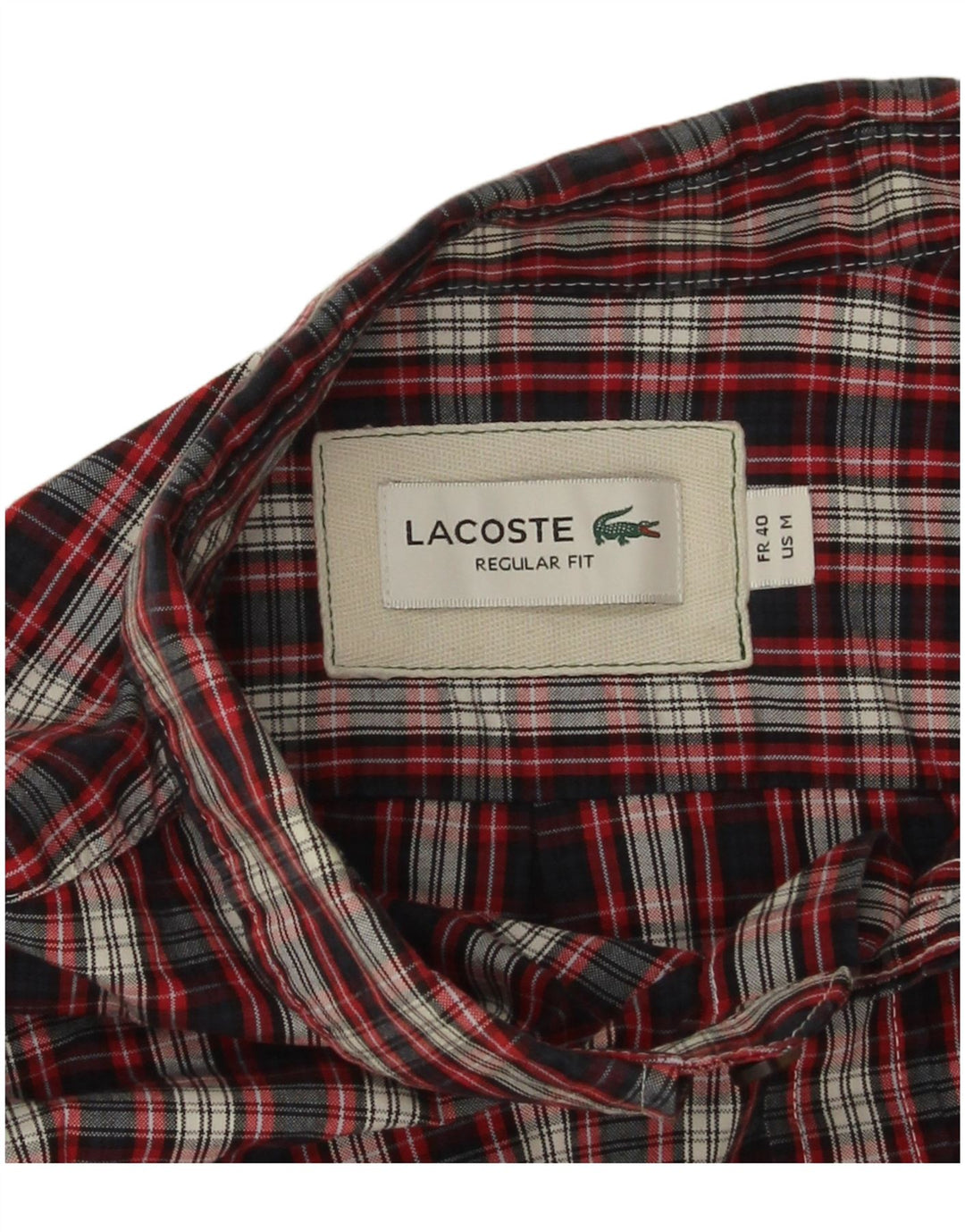 Lacoste Herren-Flanellhemd mit normaler Passform, Größe 40, mittelrot, kariert, Baumwolle