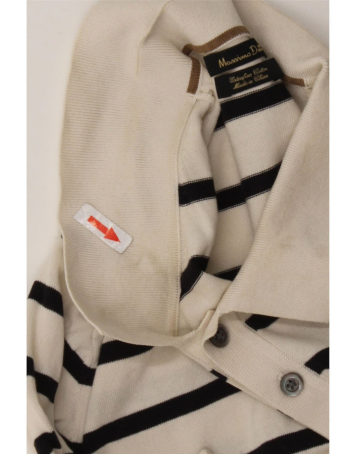 Massimo Dutti Herren-Poloshirt aus mittelweiß gestreifter Baumwolle