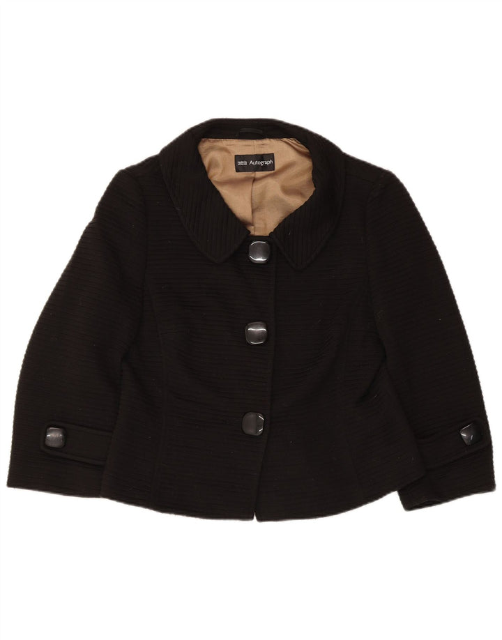 Marks & Spencer Damen Blazerjacke mit 3/4-Ärmeln, UK 12, Mittelschwarz