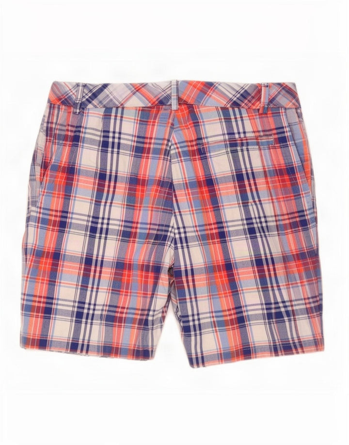 Izod Damen Chinoshorts US 6 Medium W34 Rot karierte Baumwolle