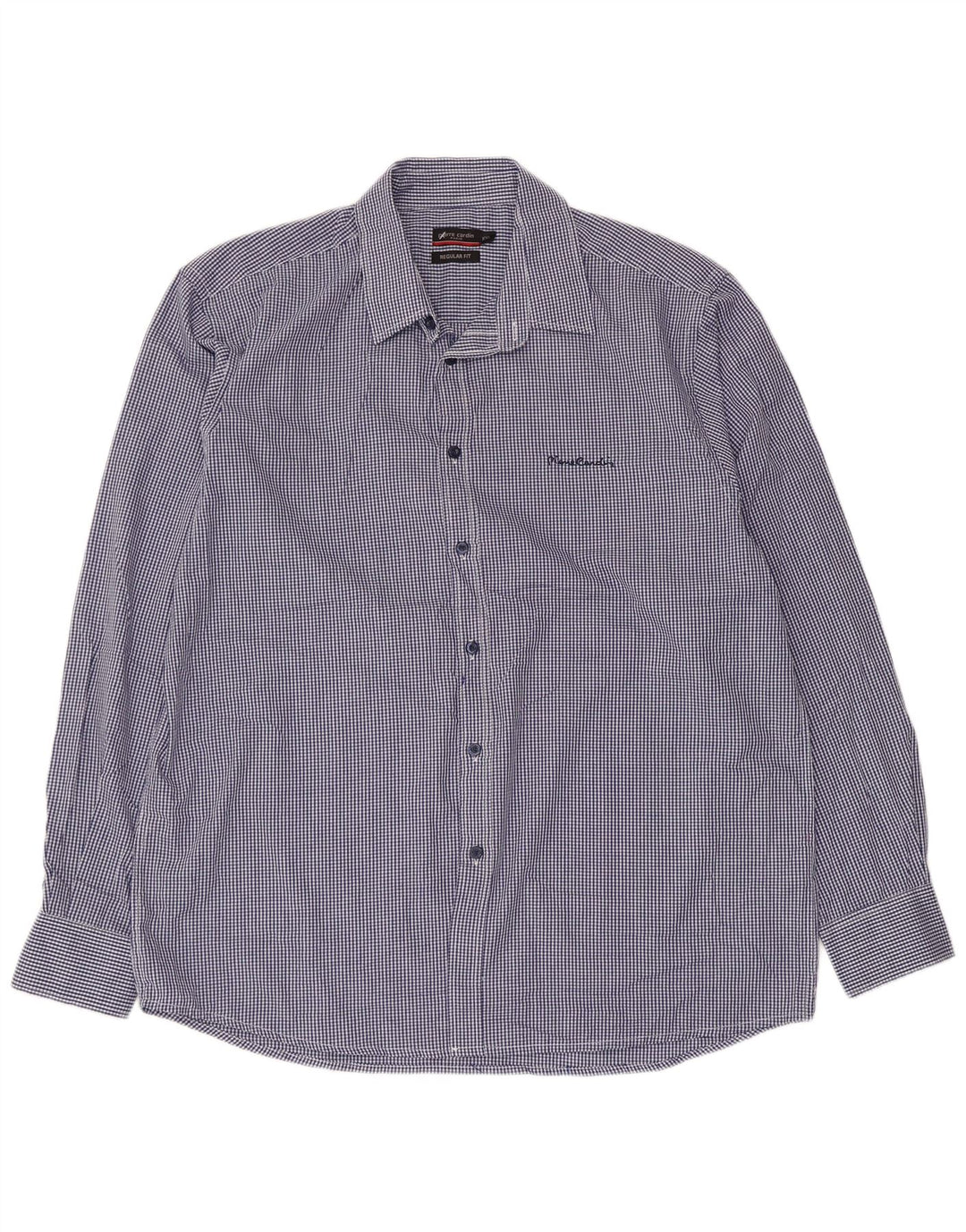 PIERRE CARDIN Herren-Hemd mit normaler Passform, 2XL, blaues Gingham-Polyester