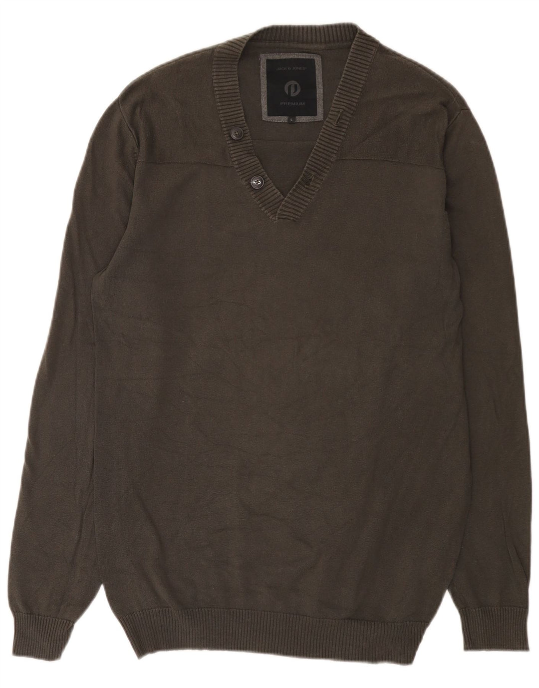 Jack & Jones Herren-Pullover mit V-Ausschnitt, groß, graue Baumwolle