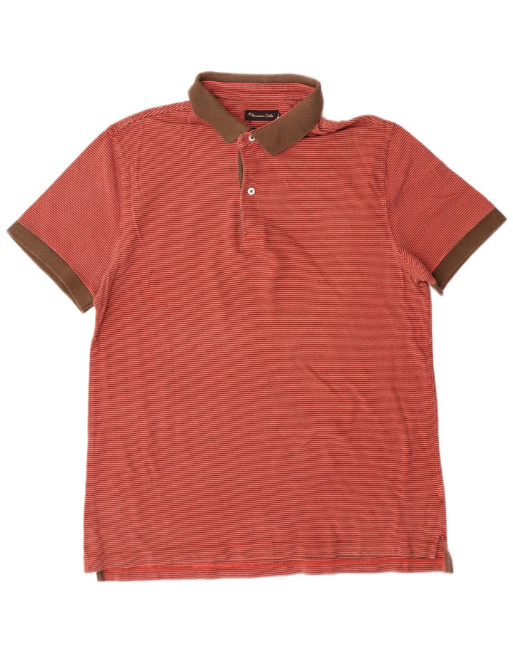 MASSIMO DUTTI Herren Regular Fit Poloshirt XL Orange Nadelstreifen