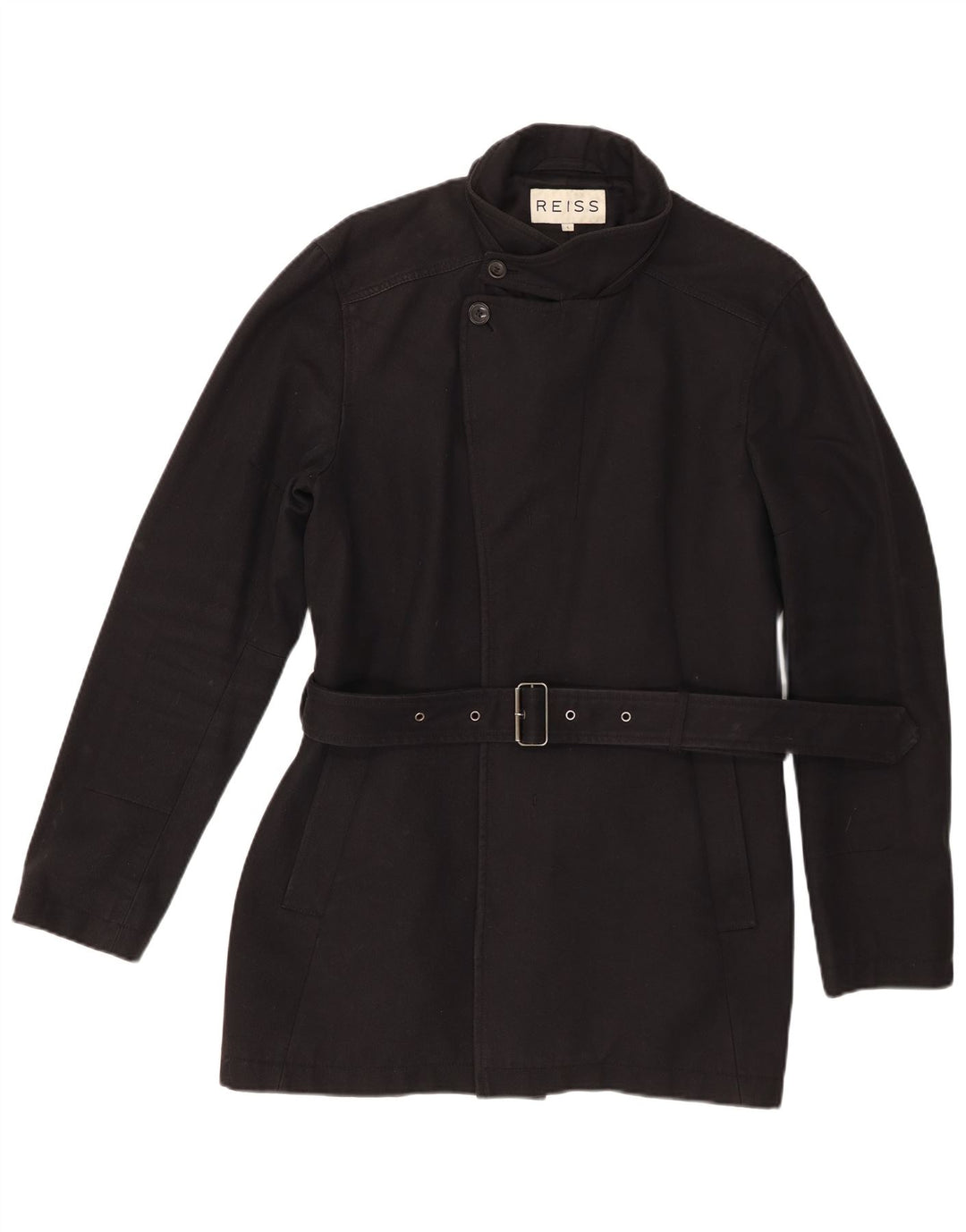 Reiss Damenmantel UK 16 Large Schwarz Baumwolle
