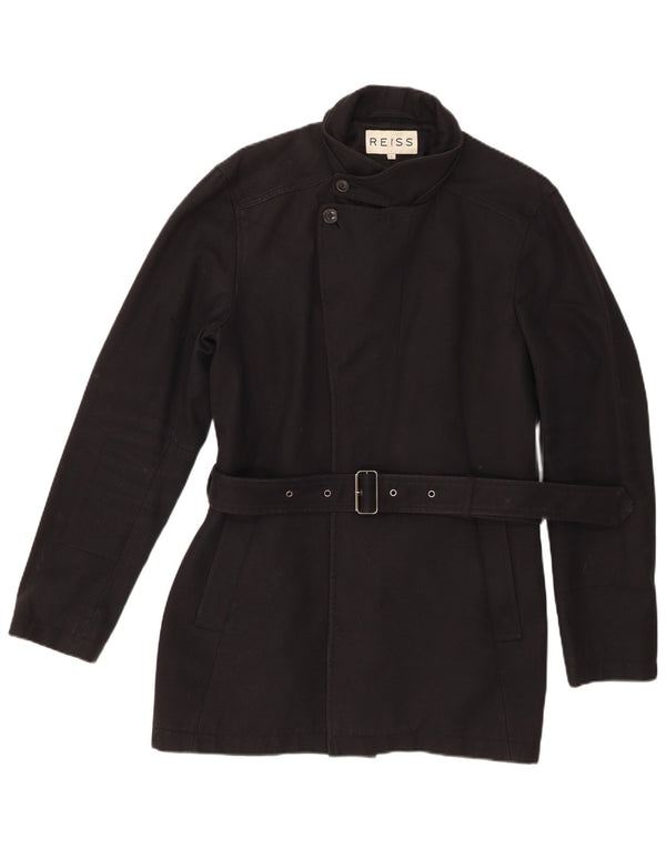 Reiss Damenmantel UK 16 Large Schwarz Baumwolle
