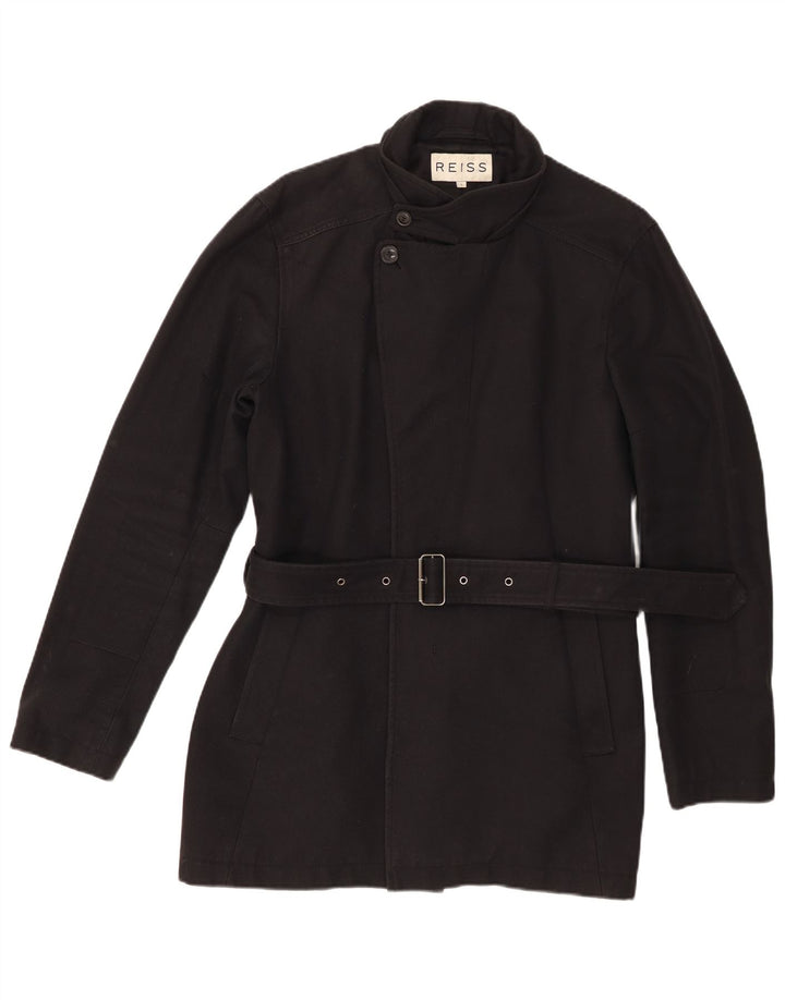 Reiss Damenmantel UK 16 Large Schwarz Baumwolle