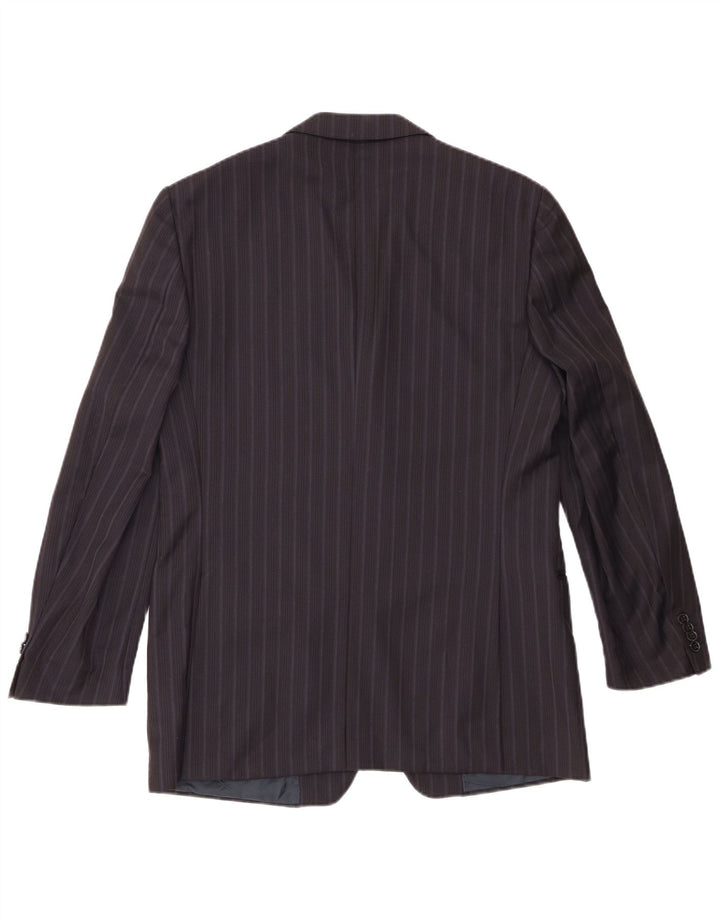 Zegna Herren-Blazer mit 3 Knöpfen, IT 50, große marineblaue Nadelstreifenwolle