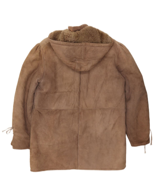 SHEARLING Damen Shearling-Mantel mit Kapuze IT 48 XL Braun