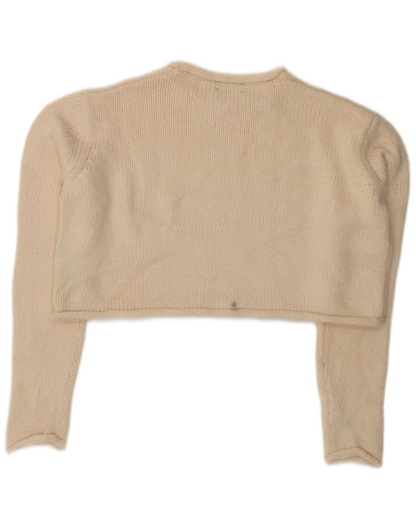 Zara Damen Crop Crew Neck Pullover Pullover UK 10 Small Off White Acryl