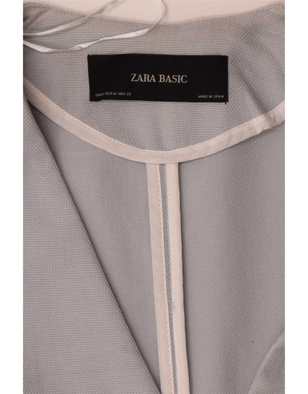 Zara Damen Longline 1-Knopf-Blazerjacke UK 14 Mittelblaue Baumwolle