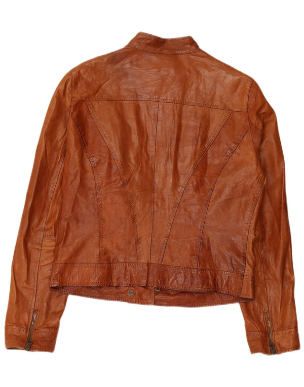 Lavorazione Artigianale Womens Crop Leather Jacket IT 48 XL Brown Leather
