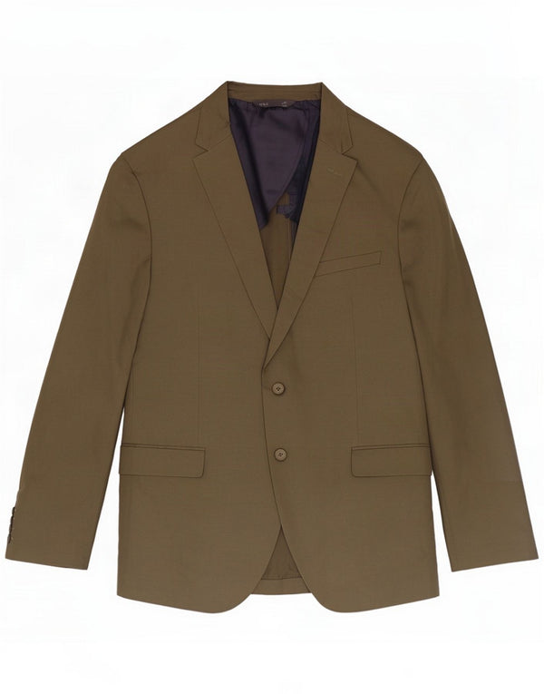 Marks & Spencer Herren-Blazer, lang, 2 Knöpfe, UK 46 3XL, Khaki, Baumwolle