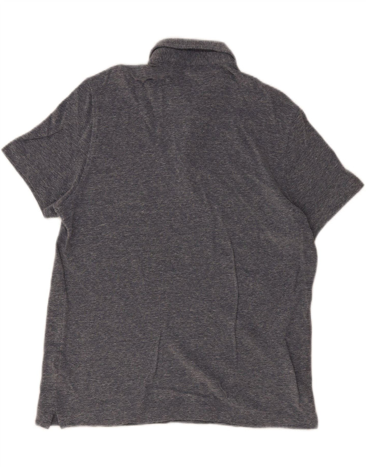 Massimo Dutti Herren-Poloshirt, groß, blau gefleckte Baumwolle