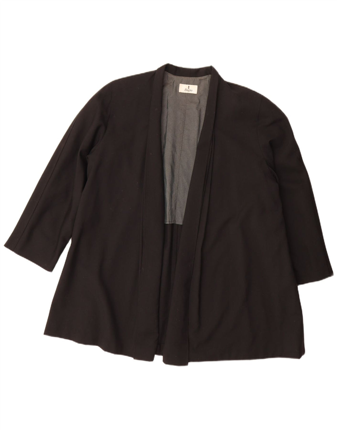 Vintage Damen Offener Übergroßer Mantel IT 40 Kleine schwarze Schurwolle