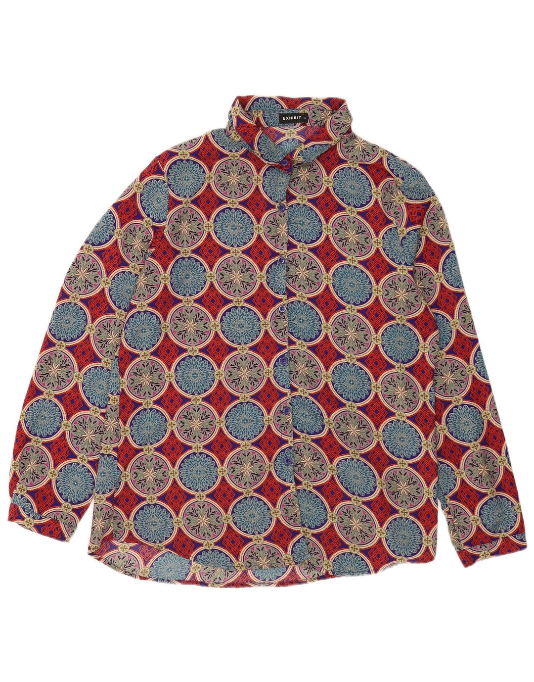 Exibit Damen-Hemdbluse, UK 14, groß, mehrfarbig, geometrisch, Polyester