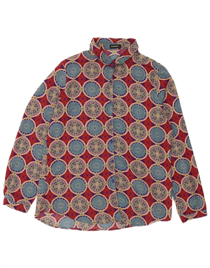 Exibit Damen-Hemdbluse, UK 14, groß, mehrfarbig, geometrisch, Polyester