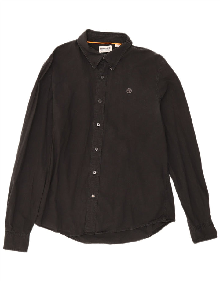 Timberland Herren-Slim-Fit-Hemd aus mittelschwarzer Baumwolle