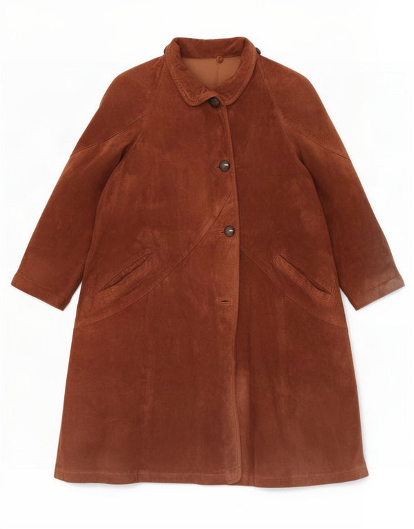 Facimp Damen Wildledermantel IT 44 Mittelbraunes Leder