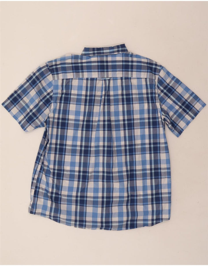 CHAPS Mens Easy Care Short Sleeve Shirt XL Blue Check Cotton Vintage Chaps and Second-Hand Chaps from Messina Hembry 