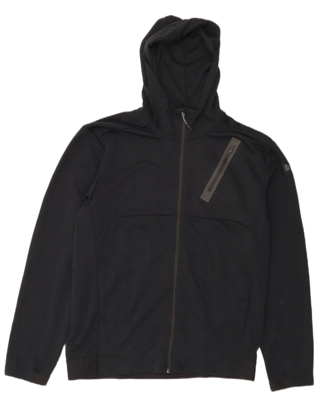 PUMA Herren-Kapuzenpullover mit Reißverschluss, groß, schwarzes Polyester