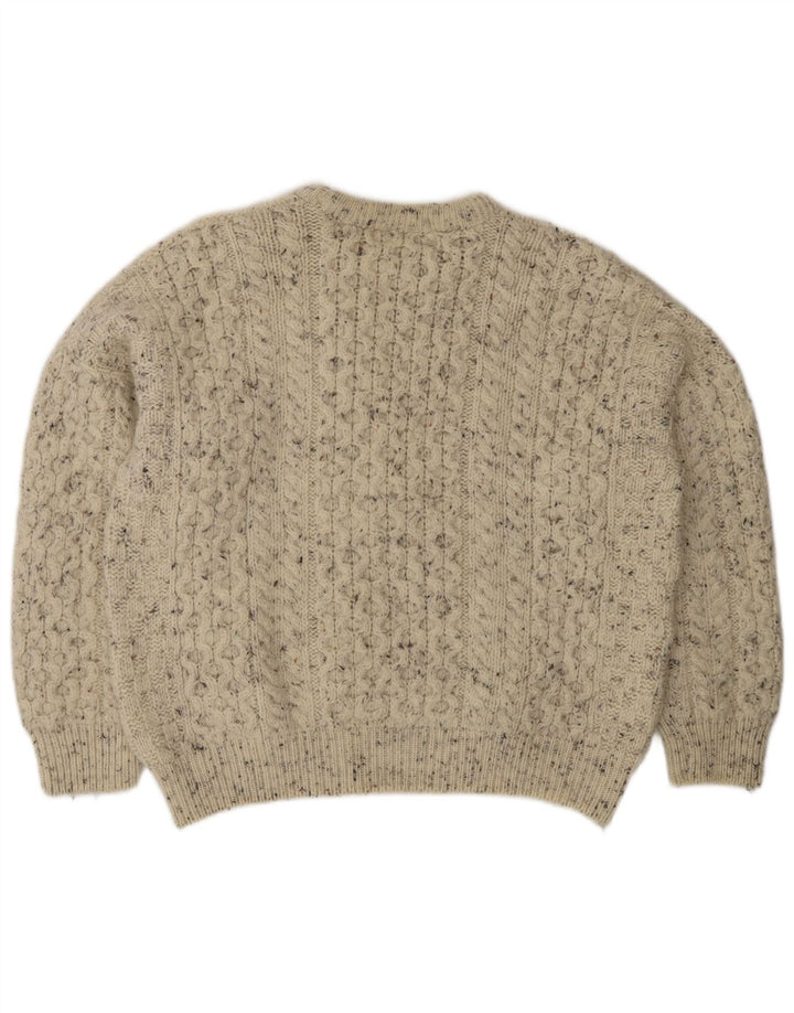 Irish Homecraft Herren-Pullover mit Rundhalsausschnitt, Größe L, Grau meliert