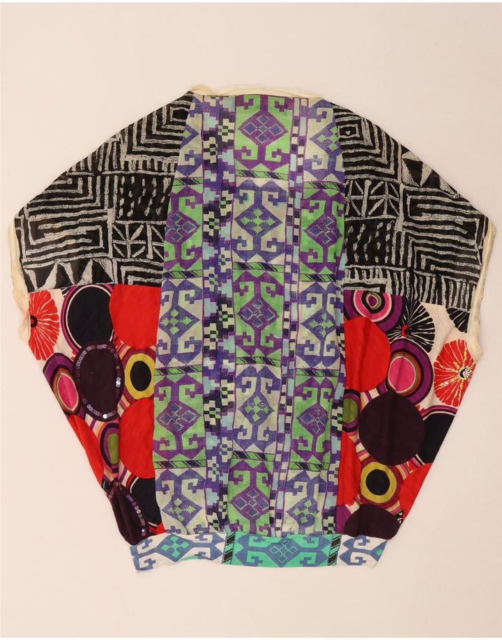 Desigual Damen Blusenoberteil UK 14 Medium Mehrfarbiges Patchwork-Polyester
