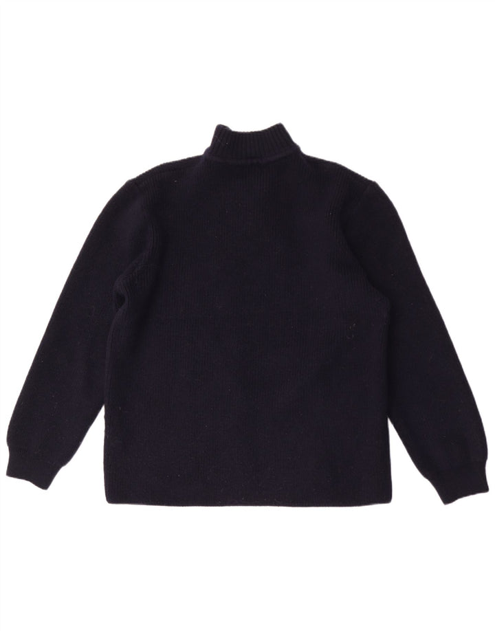 Vintage Herren-Pullover mit Knopfkragen, mittelgroß, Marineblau
