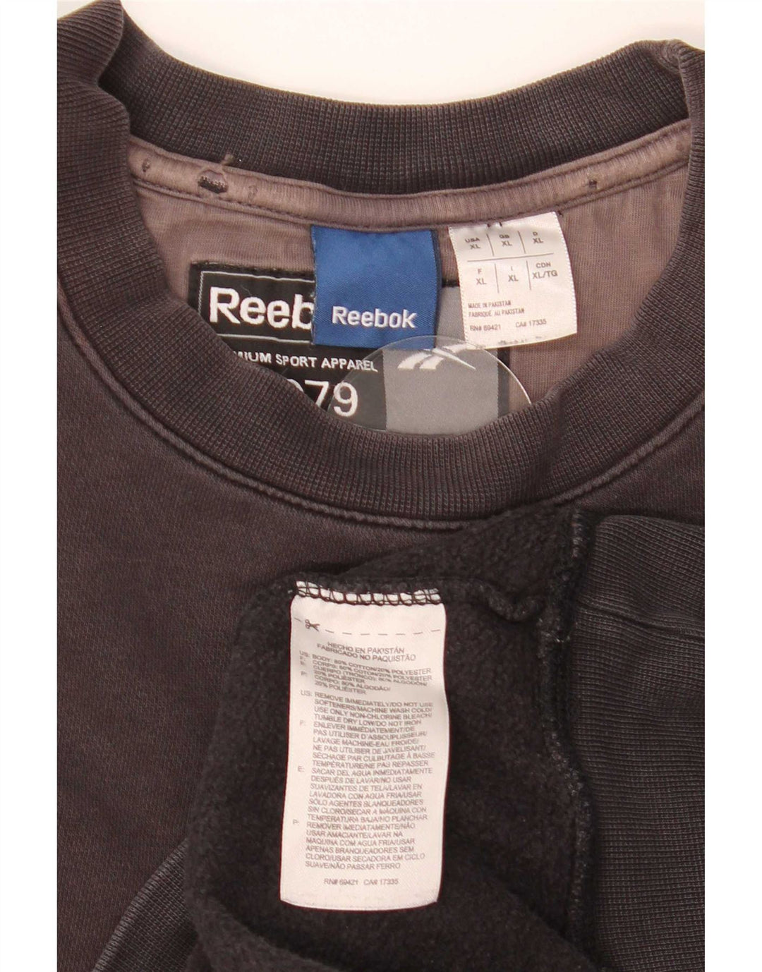 Reebok Herren Sweatshirt Pullover XL Schwarz Baumwolle