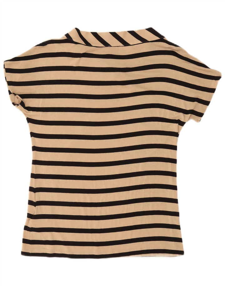 PHASE EIGHT Damen-Blusenoberteil mit Fliege, UK 12, Mittelbeige, gestreift, Viskose