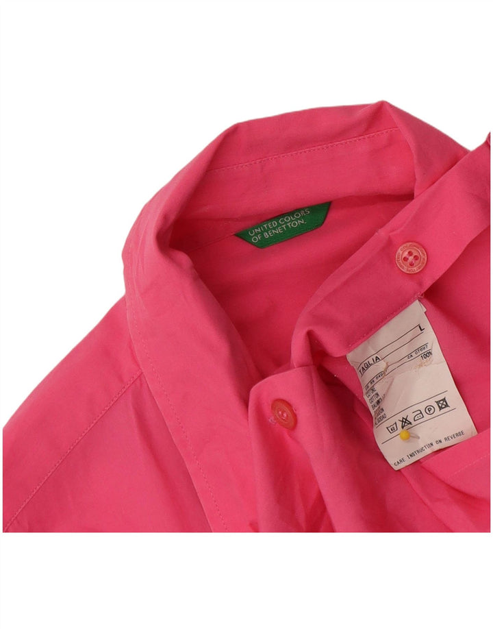 Benetton Damen-Hemd, groß, rosa, Baumwolle