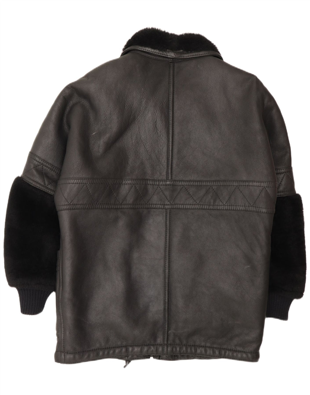 Vintage Herren Shearling Jacke UK 44 2XL Schwarz Shearling