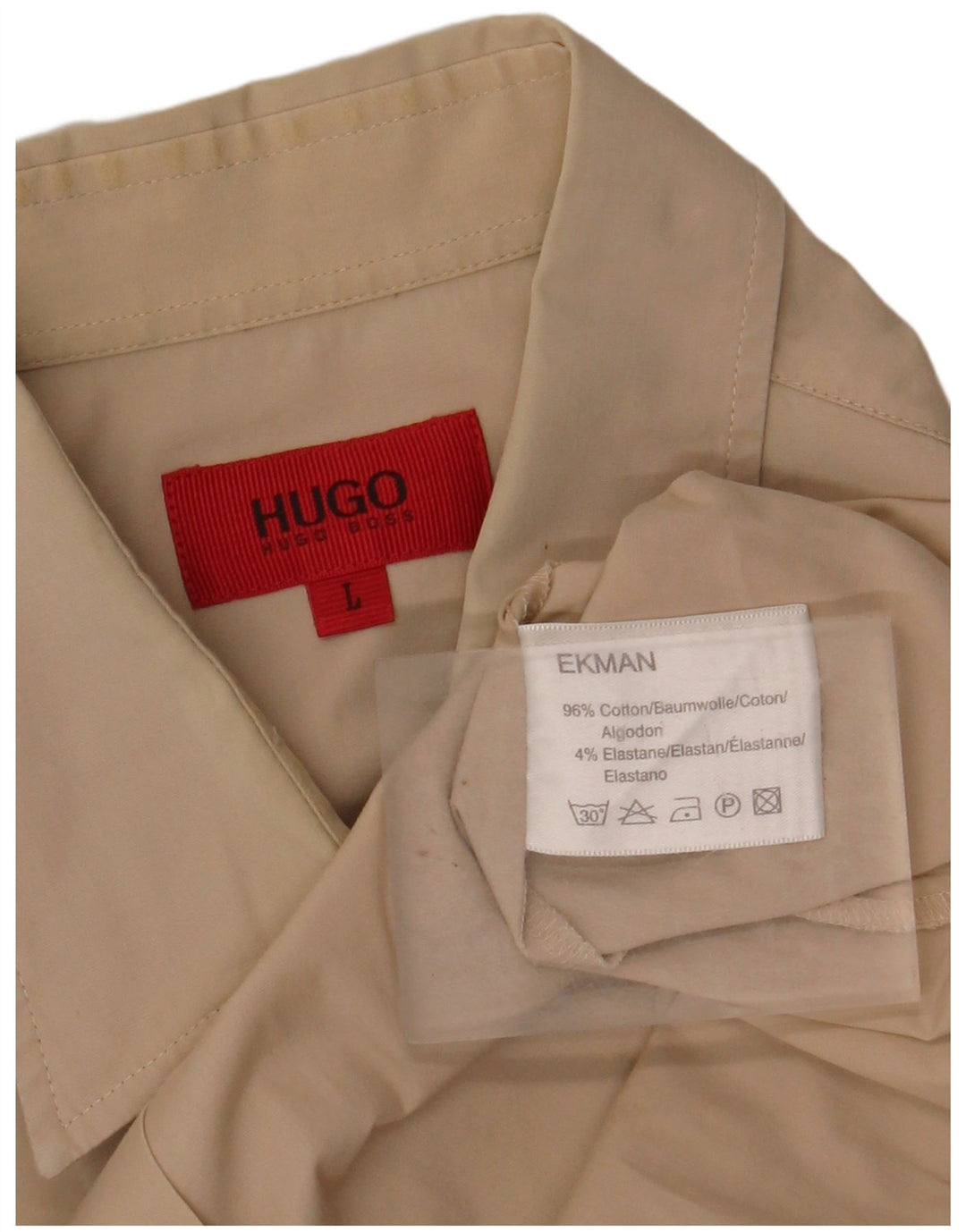 HUGO BOSS Herrenhemd Large Beige Baumwolle