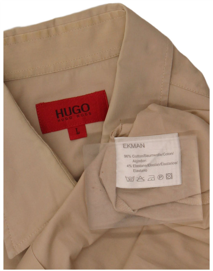HUGO BOSS Herrenhemd Large Beige Baumwolle