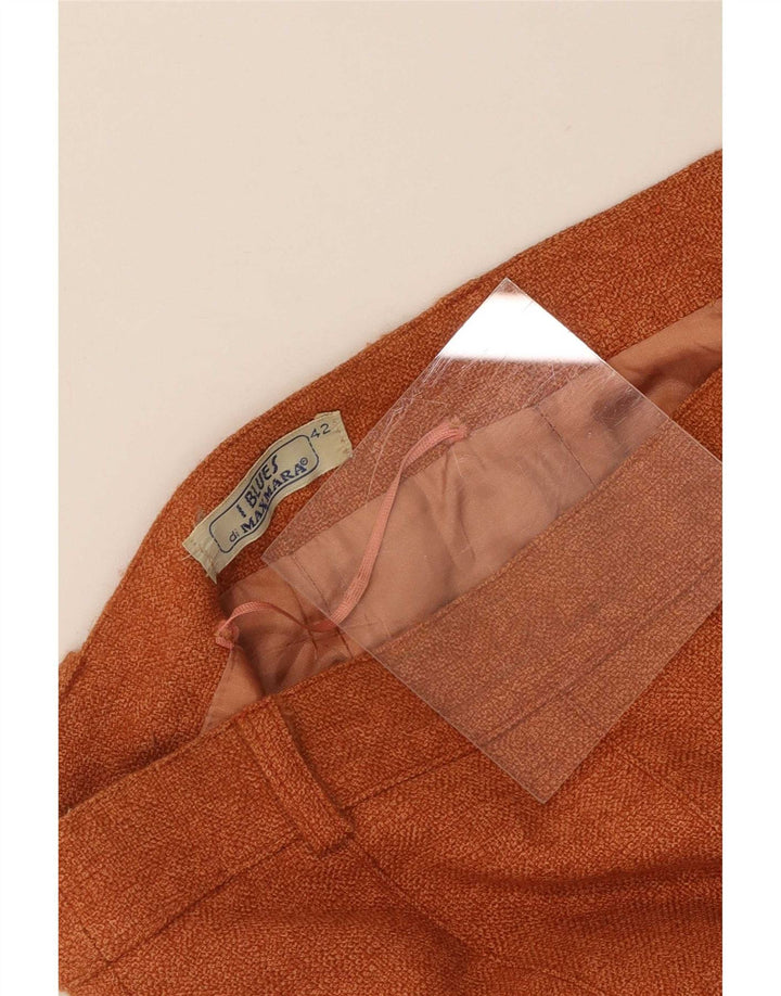 Max Mara Damen Faltenrock in A-Linie IT 42 Medium W28 Orange