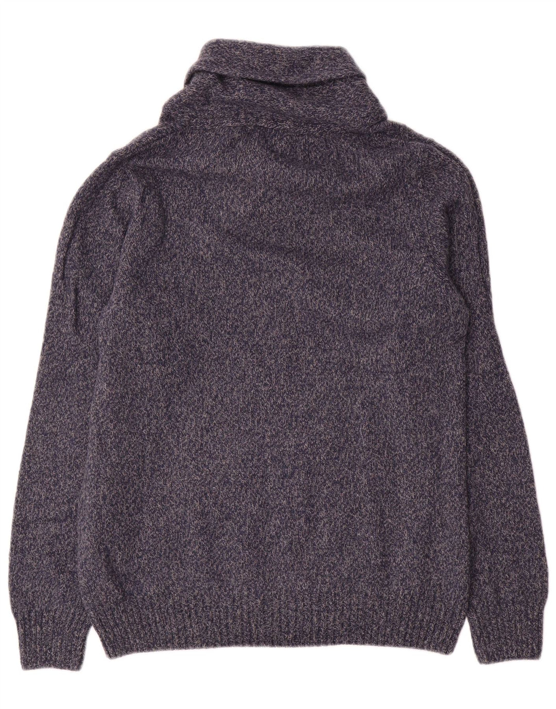 Zara Herren-Pullover mit Schalkragen, groß, marineblau gesprenkelte Wolle
