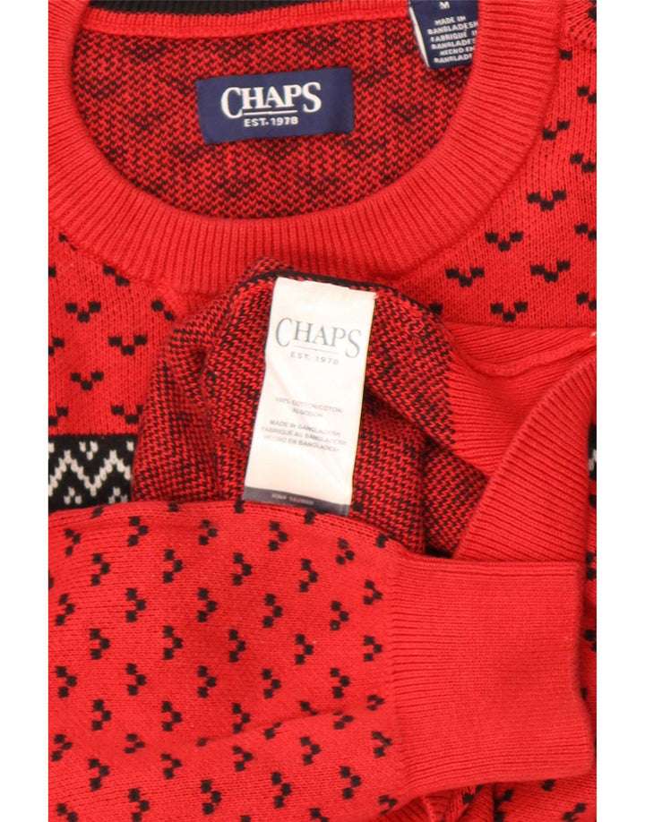 Chaps Herren-Pullover mit Rundhalsausschnitt, Mittelrot, Fair Isle