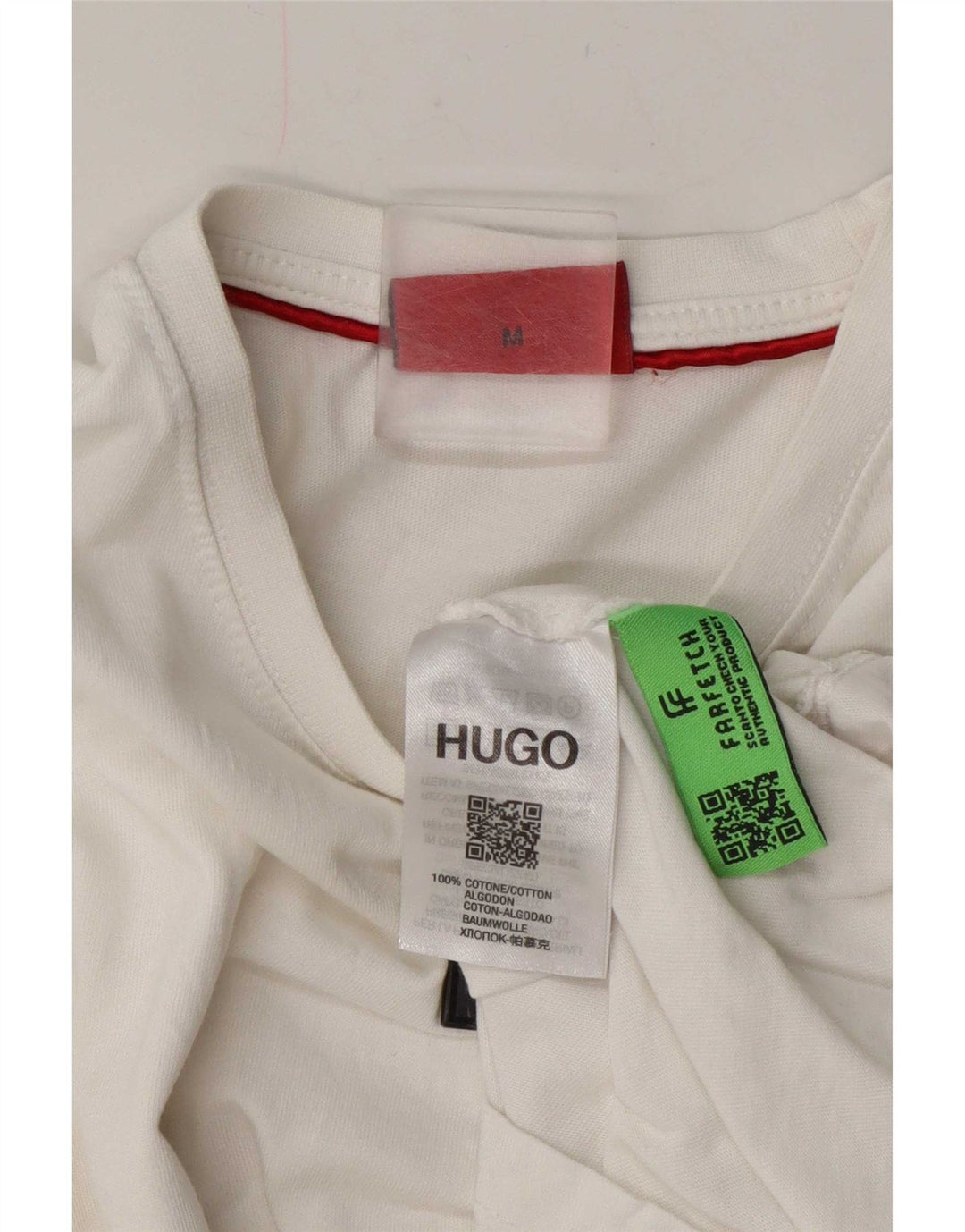 Hugo Boss Herren T-Shirt Top aus mittelweißer Baumwolle