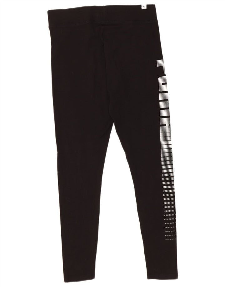 Puma Womens Graphic Leggings UK 16 Große schwarze Baumwolle