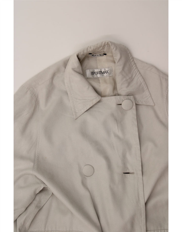 SPORTMAX Womens Oversized Double Breasted Coat UK 14 Large Grey Polyester Vintage Sportmax and Second-Hand Sportmax from Messina Hembry 