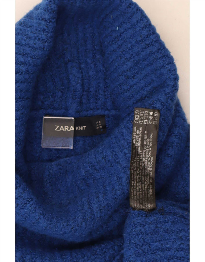 Zara Damen-Pullover mit Rollkragen, übergroß, Gr. 10, Small, Blau, Acryl